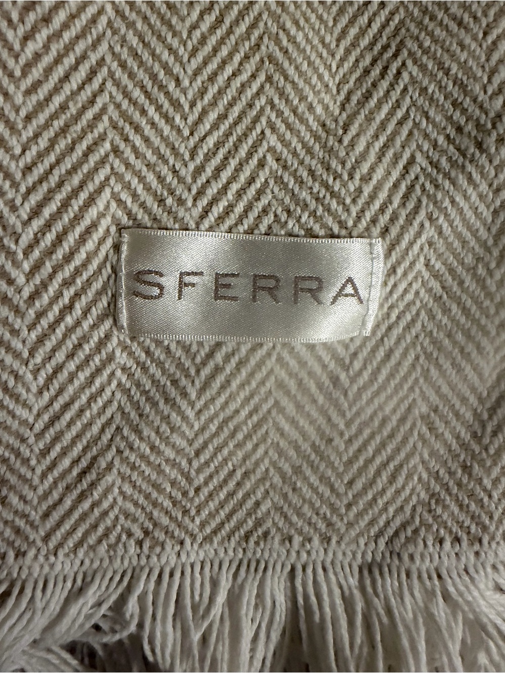 Sferra White Willow Chevron Jacquard Cotton Throw Blanket - Picture 5 of 10